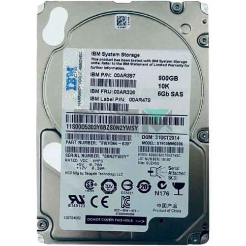 00AR397 Жесткий диск HDD IBM / Lenovo 2.5' 0.9TB 10000RPM 0.6GB/S 64MB SAS