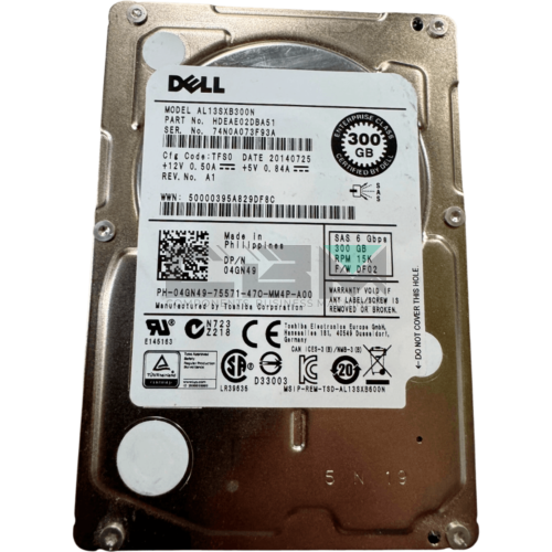 04GN49 Жесткий диск HDD Dell 300Gb 6G 15000 2.5 SP SAS G176J