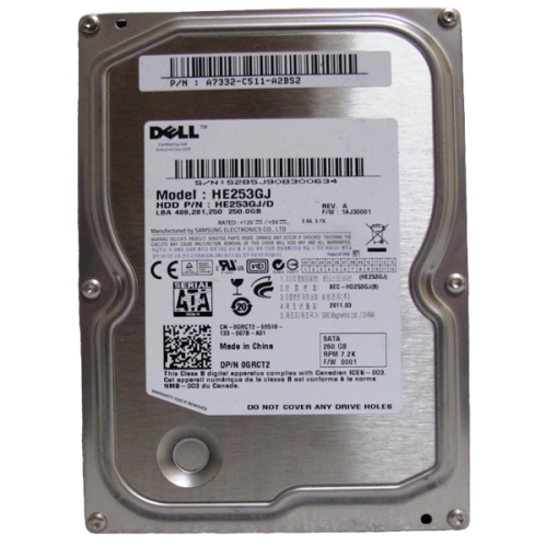 0GRCT2 Жесткий диск HDD Dell 250GB 7.2K 3.5 SATA w/F238F