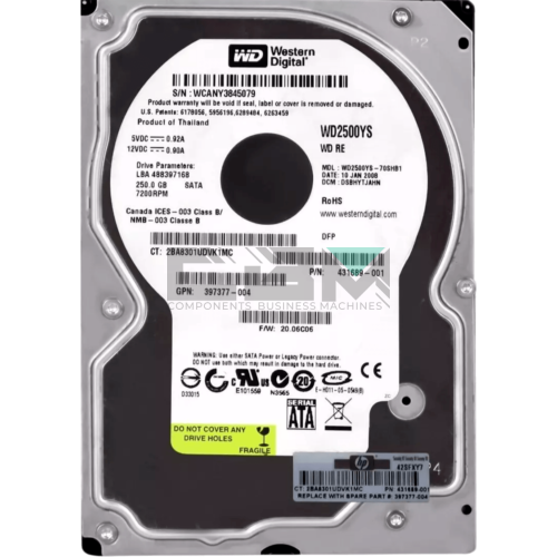 431689-001 Жесткий диск HP 250-GB 1.5G 7.2K 3.5 SATA HDD