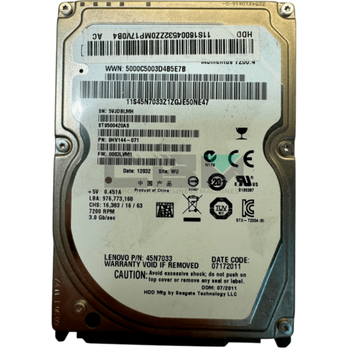 45N7033 Жесткий диск IBM (Lenovo) 2.5 7200 об/мин