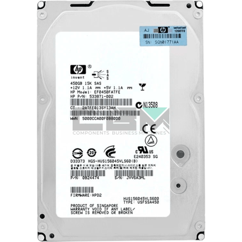 533871-002 Жесткий диск HP G8 G9 450-GB 6G 15K 3.5 SAS SC