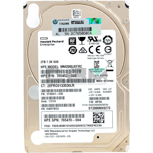 765452-002 Жёсткий диск HPE 2TB SAS 7.2K SFF SC 512e