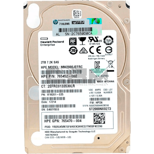 765470-004 Жёсткий диск HPE 2TB SAS 12G Midline 7.2K SFF 2.5