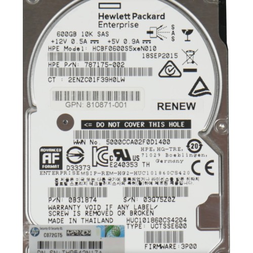 810761-001 Жесткий диск HDD HP 600Gb 10000 SAS 2.5