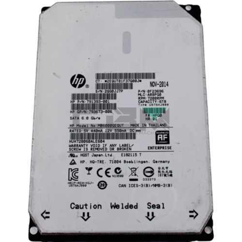 MB6000GEQUT Жесткий диск HP G8 G9 6-TB 6G 7.2K 3.5 SATA SC