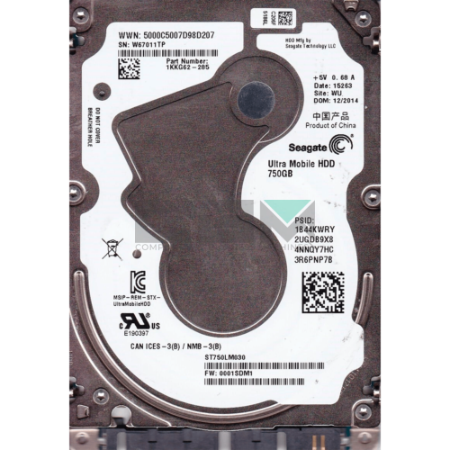 ST750LM030 Жесткий диск SEAGATE 750GB SATA 6GB/S 7.2K 5MM 2.5IN
