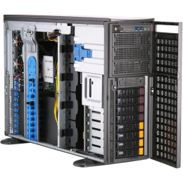 SYS-740GP-TNRT Сервер SuperMicro Tower 4U, 2xLGA4189, iC621A, 16xDDR4, 8x3.5 SATA NVME, 2xM.2 PCIE 22110, 6x PCIEx16, 2x10GBE, IPMI, 2x2200W, black