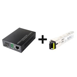 Медиаконвертер CBM 10/100/1000 BASE-TX to 1000BASE-FX + Трансивер CBM SFP 1.25G T15/R13 LC 20 km DDM 1550-1310 нм