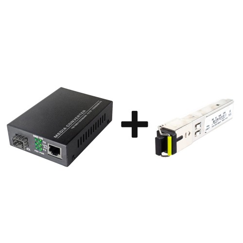 Медиаконвертер CBM 10/100/1000 BASE-TX to 1000BASE-FX + Трансивер CBM SFP 1.25G T15/R13 LC 20 km DDM 1550-1310 нм