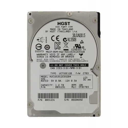 HUC101812CSS200 Жесткий диск HGST Ultrastar C10K1800 1.2TB 2.5 SAS