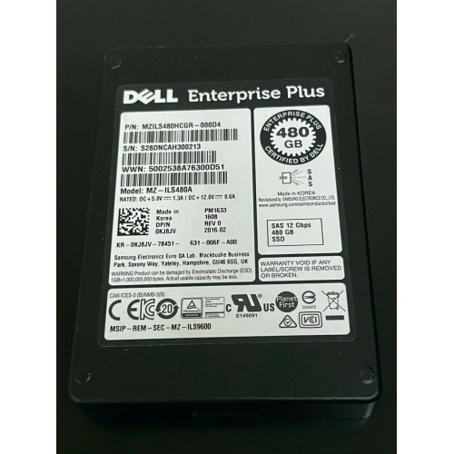 KJ8JV Накопитель Dell 480GB SAS 12Gbps Enterprise Plus SSD