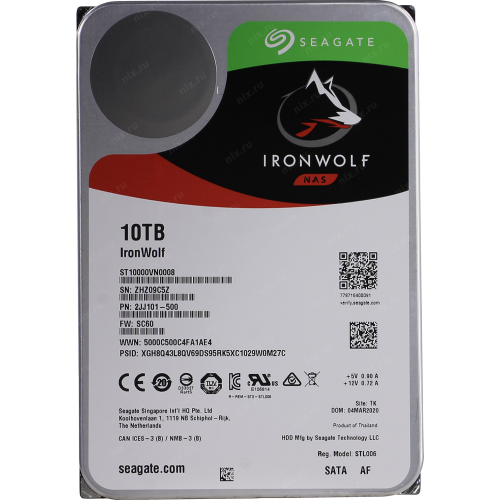 ST10000VN0008 Жесткий диск HDD Seagate Ironwolf 10Tb SATA III 3.5
