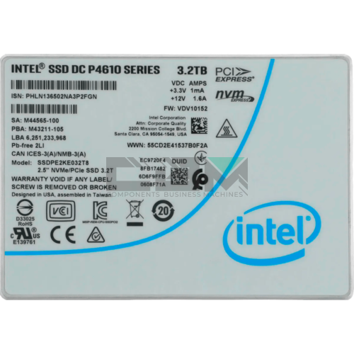 SSDPE2KE032T8TB Твердотельный накопитель Intel DC P4610 3.2 ТБ NVMe PCIe 3.1 x4 U.2