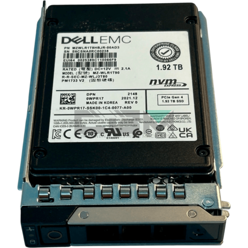 WPR17 Твердотельный накопитель SSD Dell Gen4 1.92-TB PM1733 2.5 PCIe RI