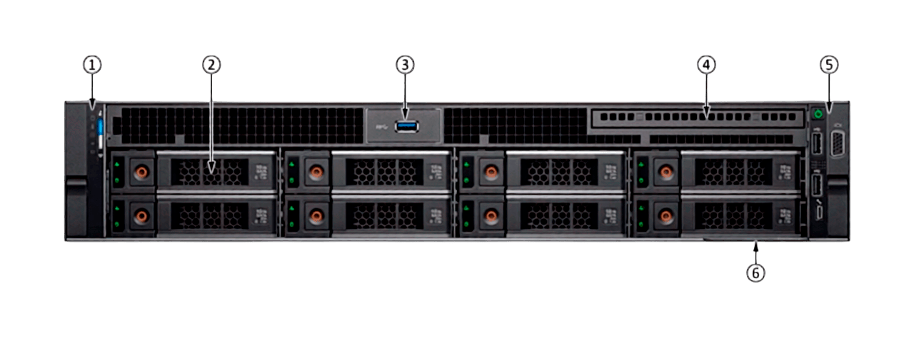 Dell PowerEdge R740 передняя панель 8xLFF